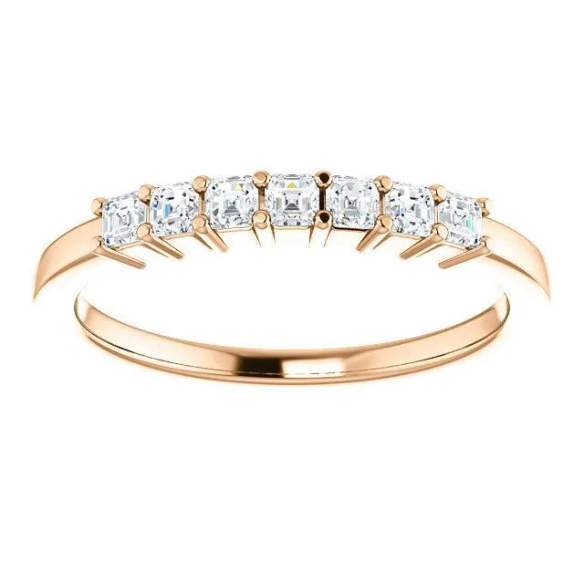Clover Asscher Moissanite Shared Prongs Anniversary Band