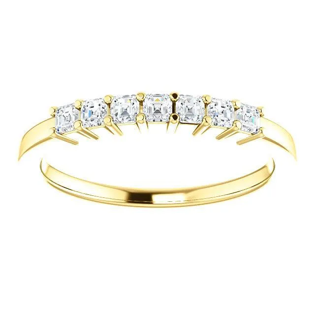 Clover Asscher Moissanite Shared Prongs Anniversary Band