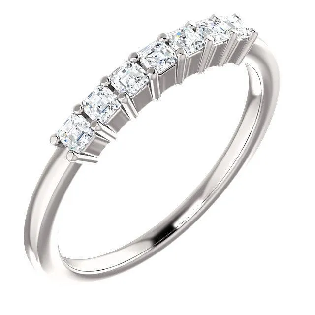 Clover Asscher Moissanite Shared Prongs Anniversary Band