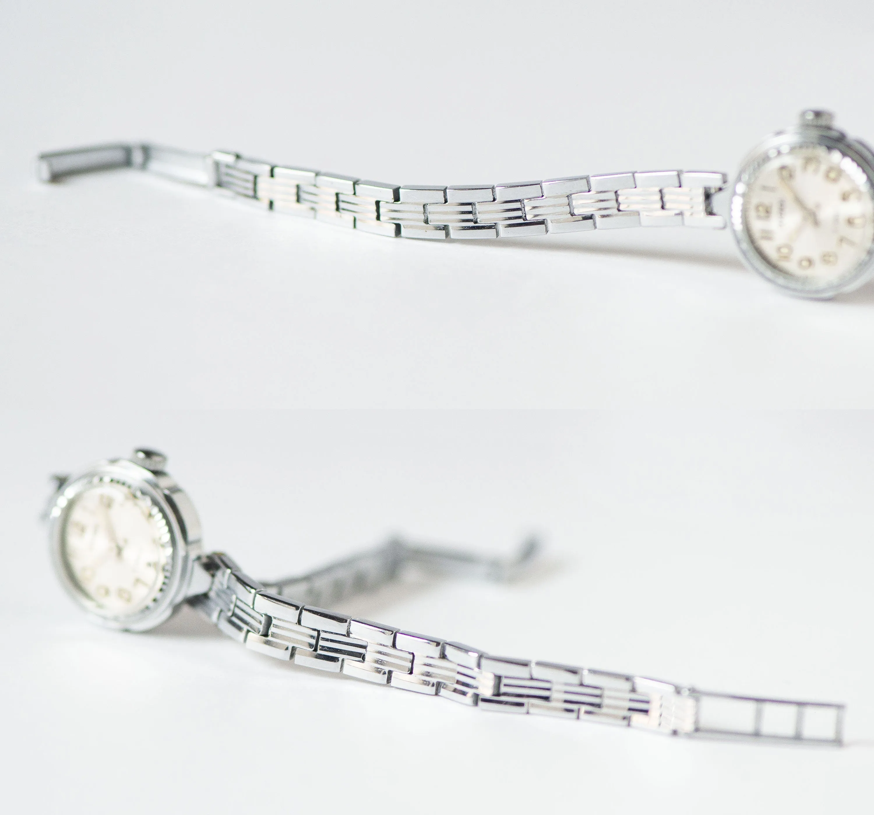 Cocktail watch for women unused Sekonda, silver shade lady wristwatch NOS, tiny bracelet evening watch small, chic wristwatch woman gift
