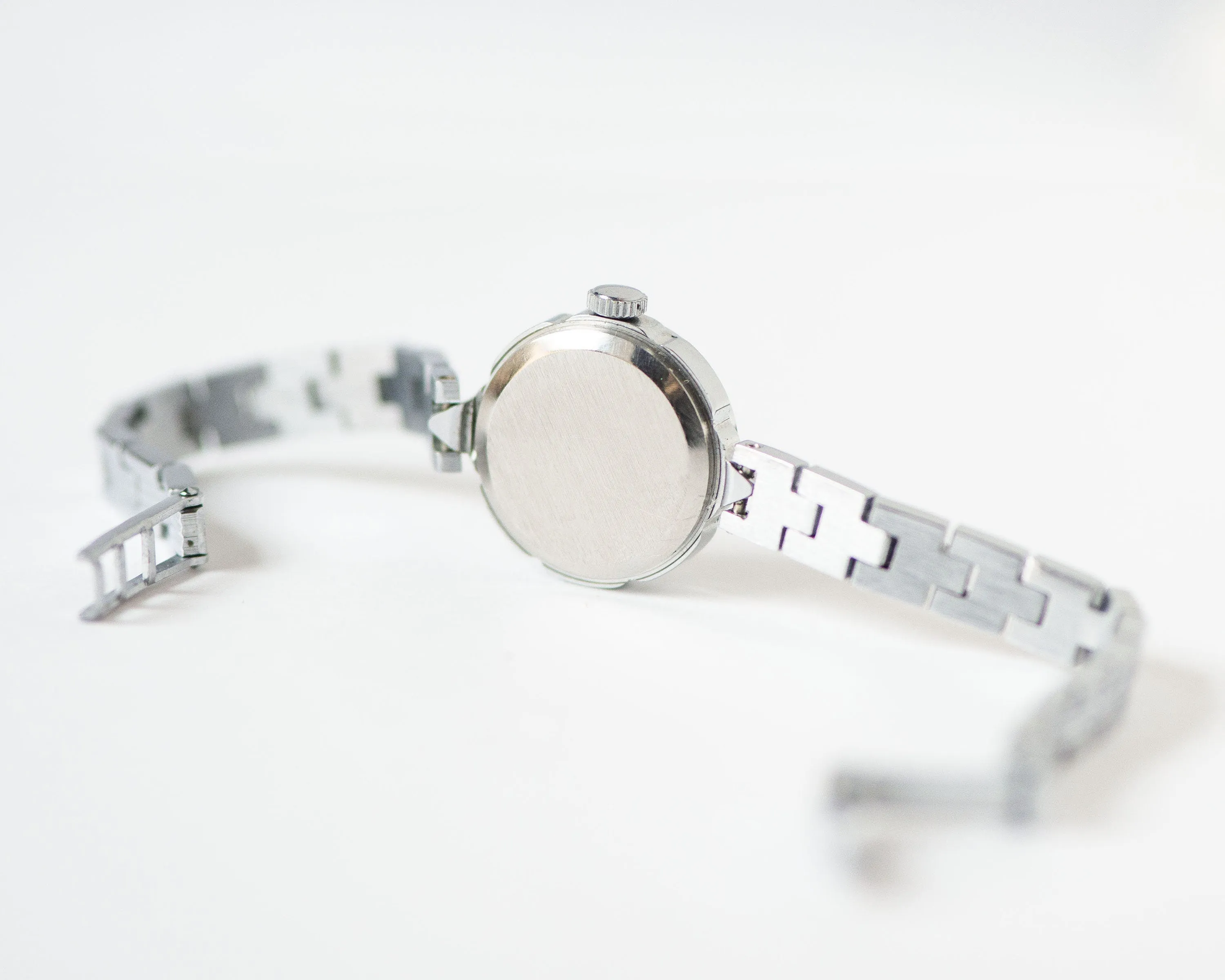 Cocktail watch for women unused Sekonda, silver shade lady wristwatch NOS, tiny bracelet evening watch small, chic wristwatch woman gift