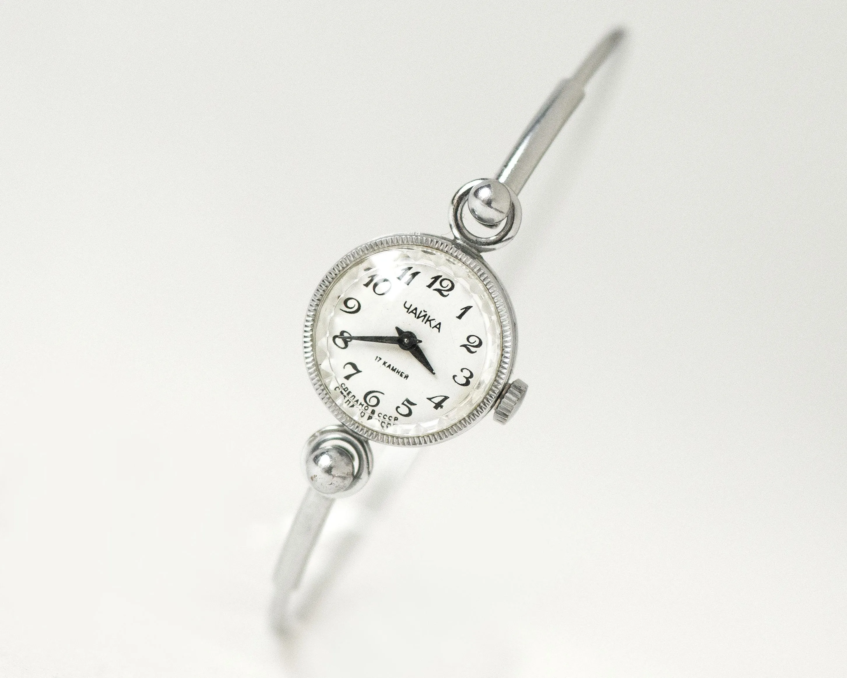 Cocktail watch women mint condition Seagull, tiny bracelet lady watch vintage gift, Arabic numerals dial tiny bracelet silver shad jewelry
