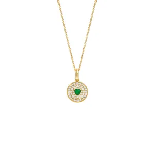 Colored Heart Disc Necklace