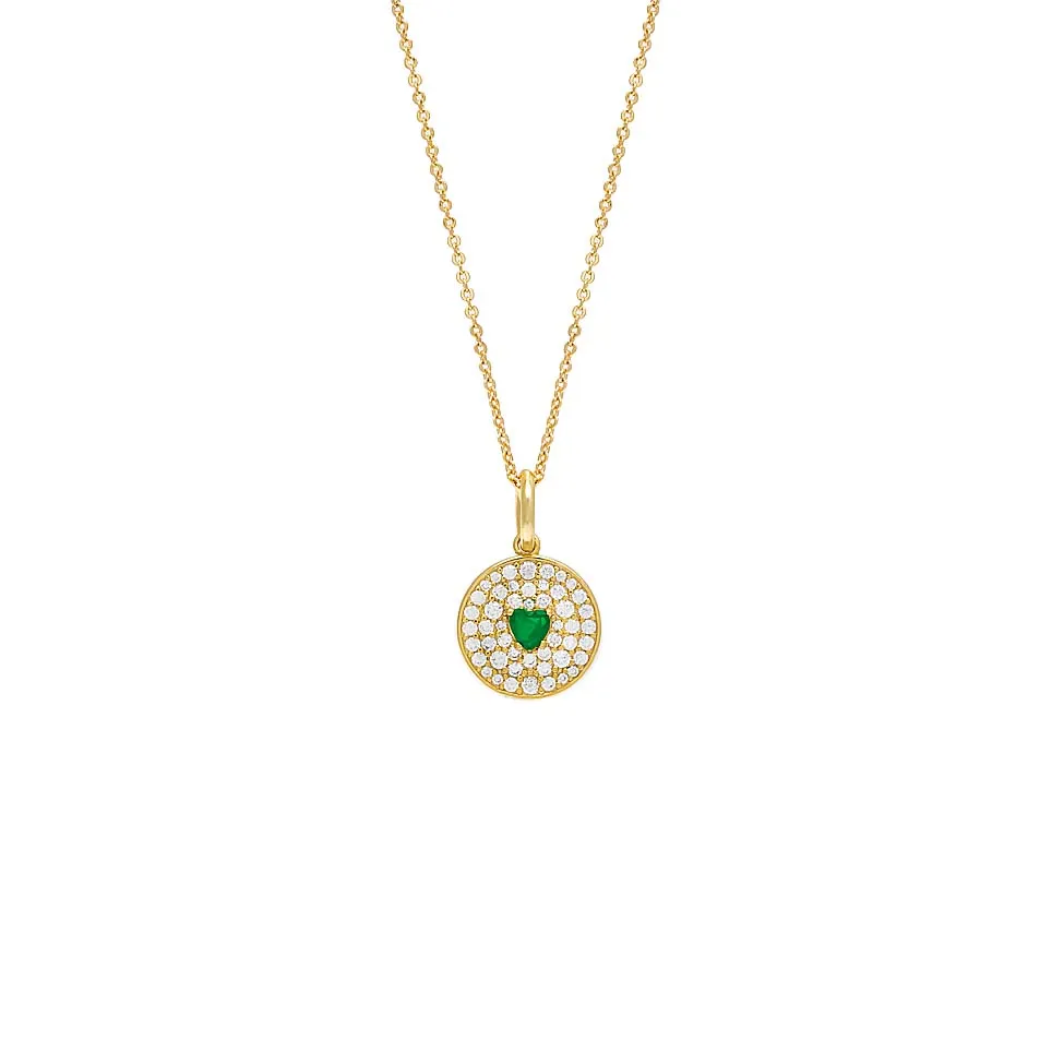 Colored Heart Disc Necklace