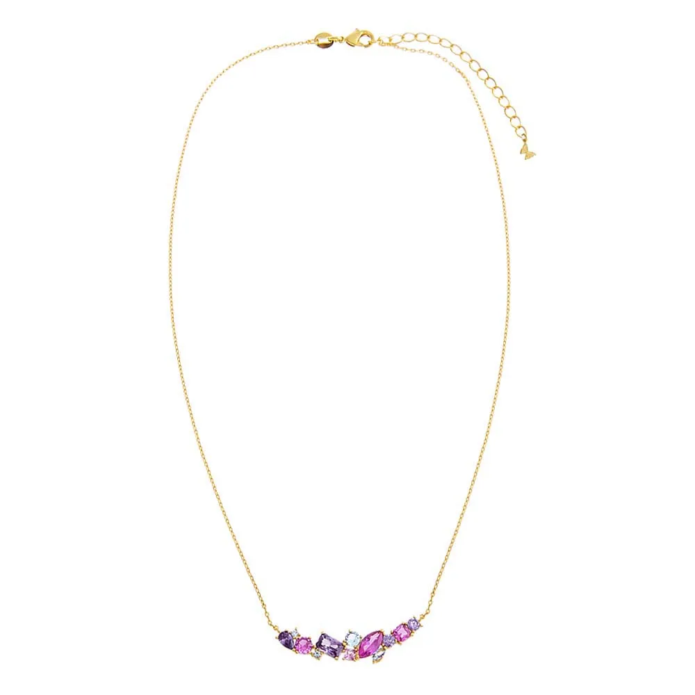 Colored Multi Shape Curved Bar Necklace