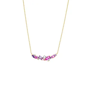 Colored Multi Shape Curved Bar Necklace