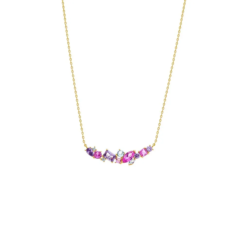 Colored Multi Shape Curved Bar Necklace
