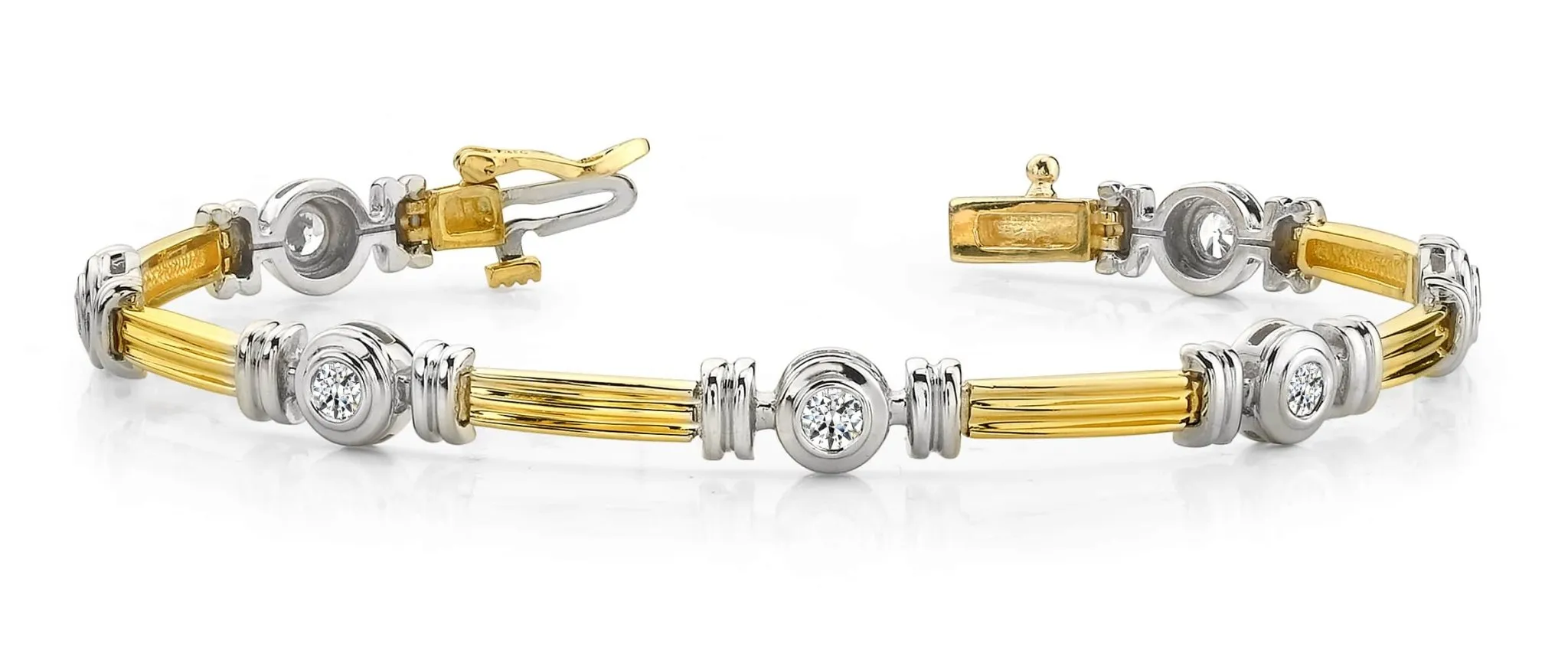 Column Link Bezel Set Diamond Bracelet with 0.70 ct.(finished) 3.0mm