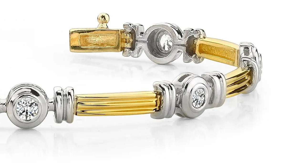 Column Link Bezel Set Diamond Bracelet with 0.70 ct.(finished) 3.0mm