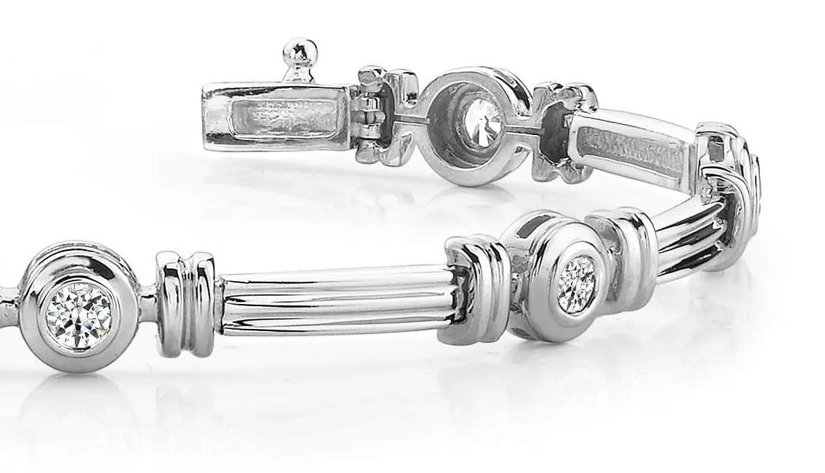 Column Link Bezel Set Diamond Bracelet with 0.70 ct.(finished) 3.0mm