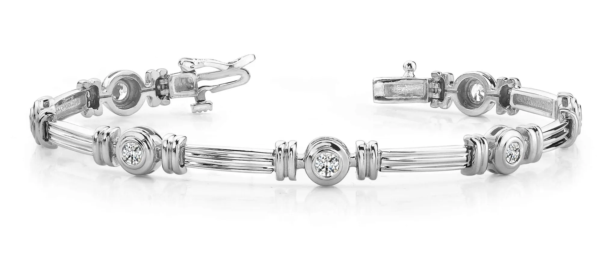 Column Link Bezel Set Diamond Bracelet with 0.70 ct.(finished) 3.0mm