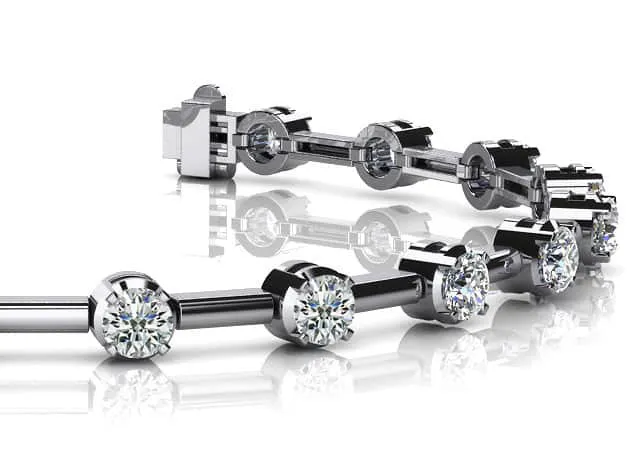 Column Link Round Diamond Bracelet with 1.26 ct.(finished) 2.5mm
