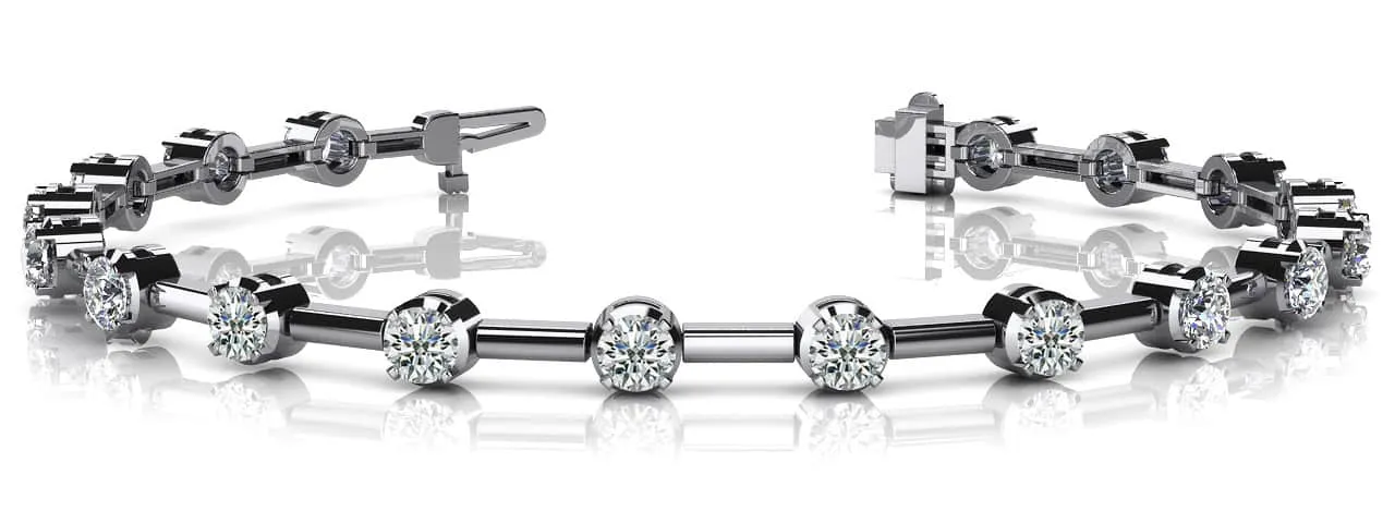 Column Link Round Diamond Bracelet with 1.26 ct.(finished) 2.5mm