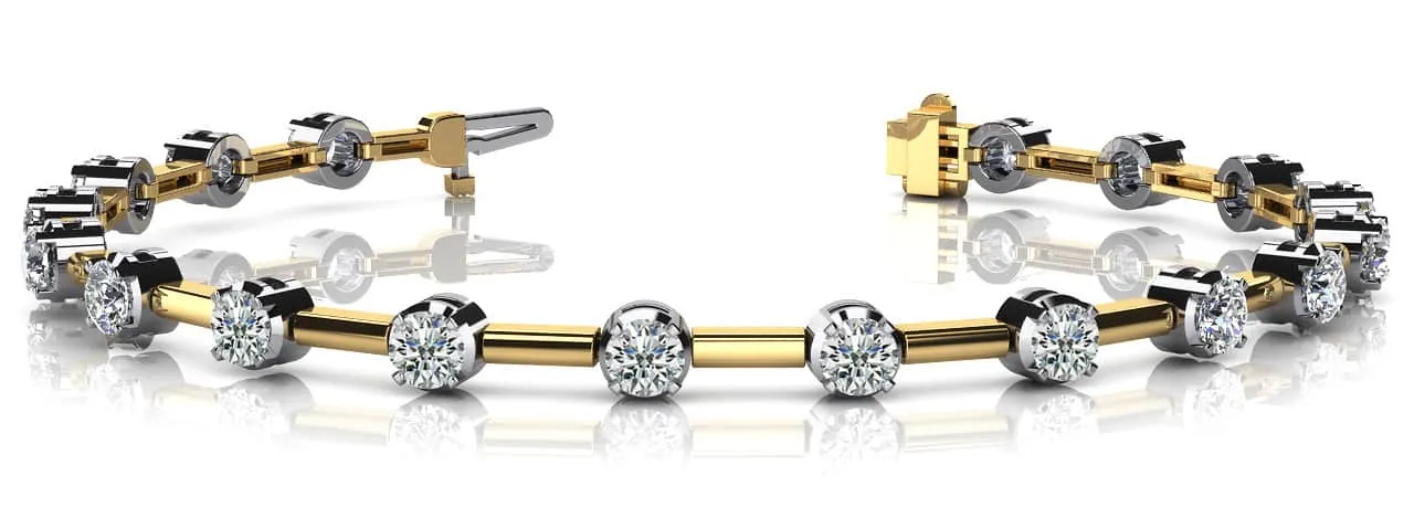 Column Link Round Diamond Bracelet with 1.26 ct.(finished) 2.5mm