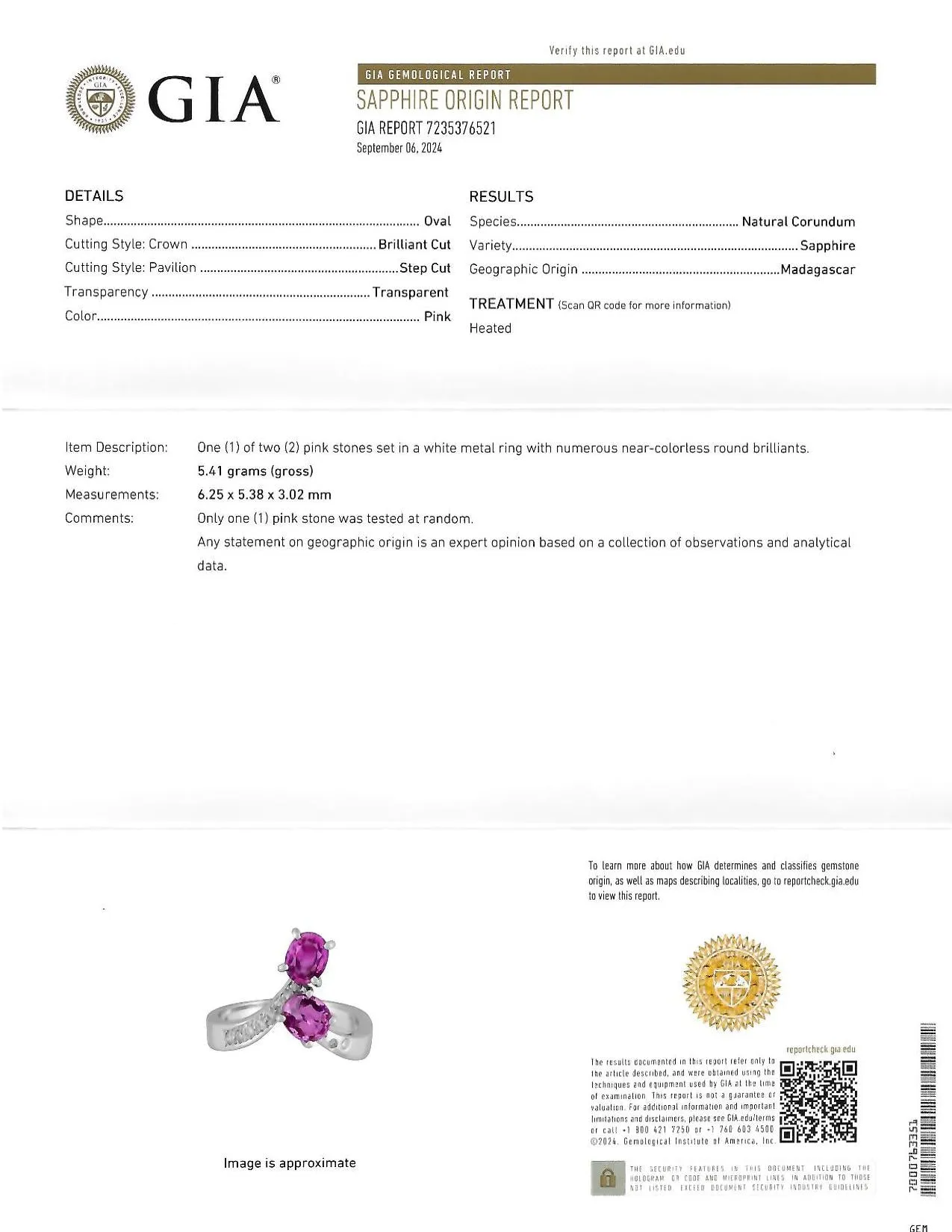 Contemporary 1.85 CTW Madagascar Pink Sapphire Diamond 18 Karat White Gold Bypass Ring GIA