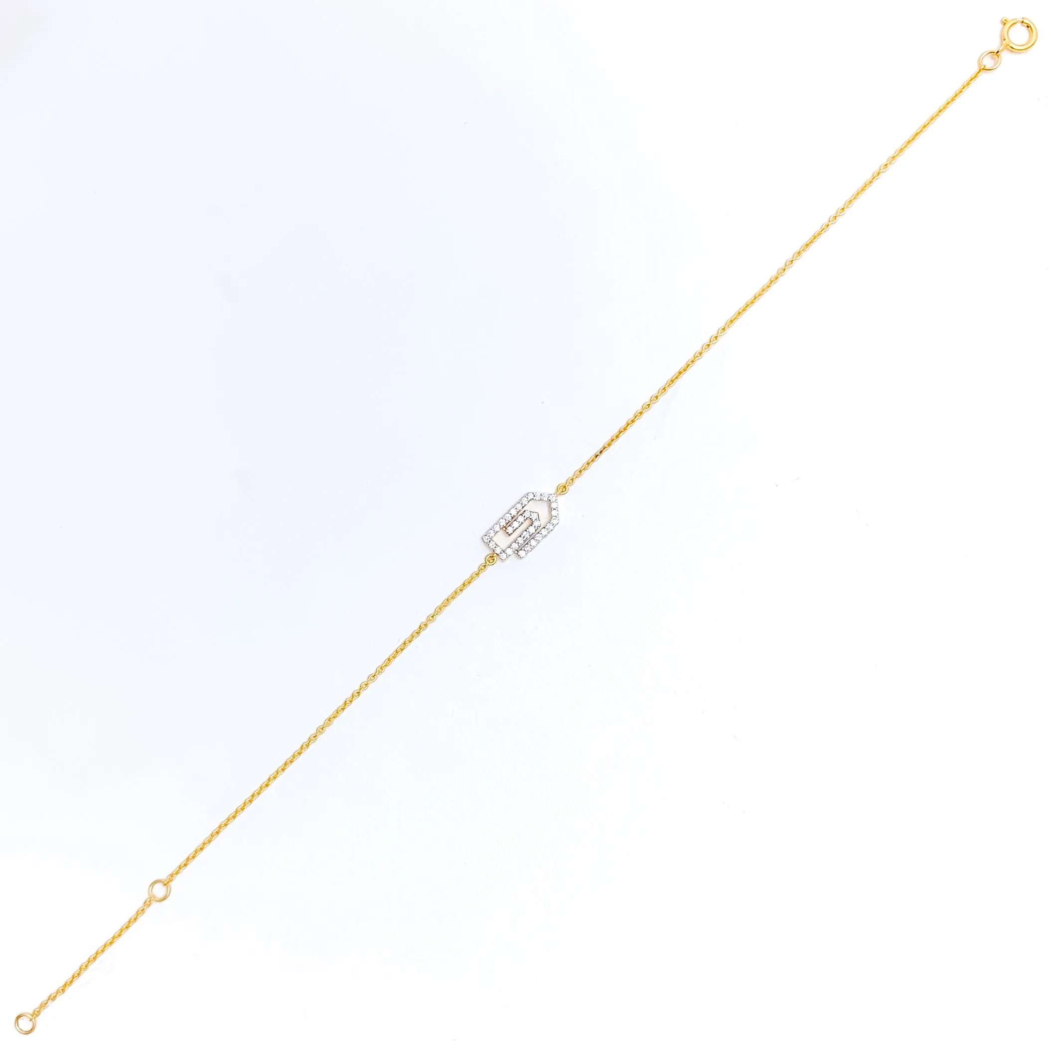 Contemporary Dainty Diamond   18k Gold Bracelet