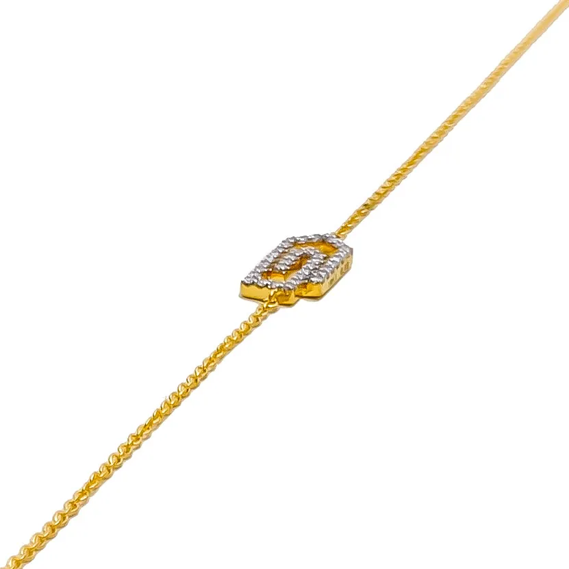Contemporary Dainty Diamond   18k Gold Bracelet