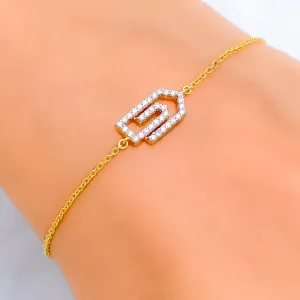 Contemporary Dainty Diamond   18k Gold Bracelet