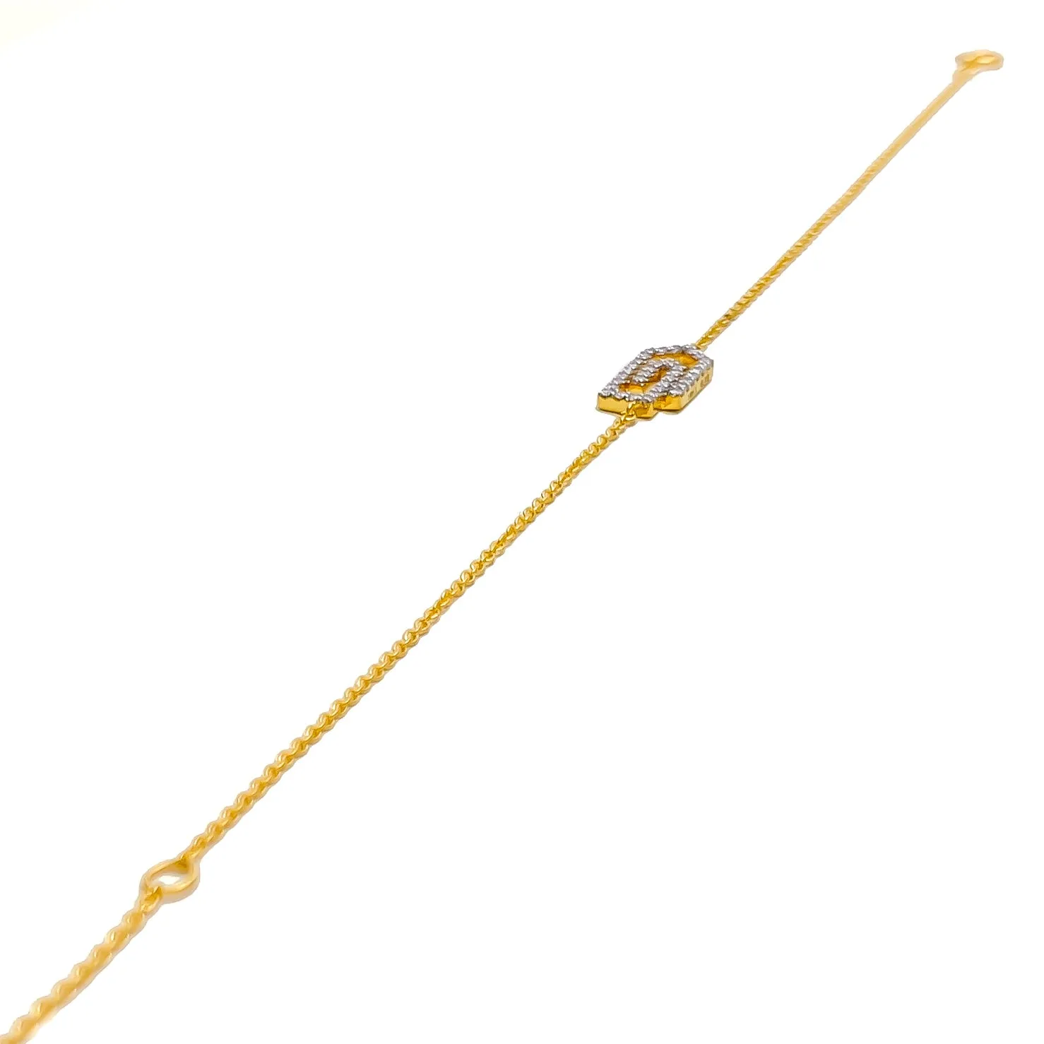 Contemporary Dainty Diamond   18k Gold Bracelet