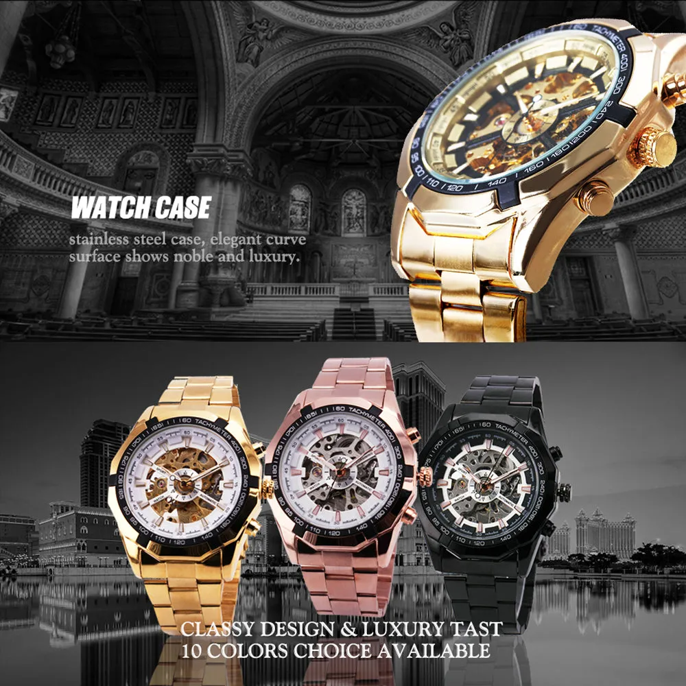 Cool Men's Skeleton Automatic Mechanical Watch