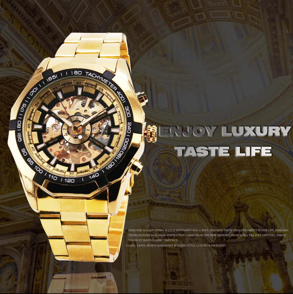 Cool Men's Skeleton Automatic Mechanical Watch