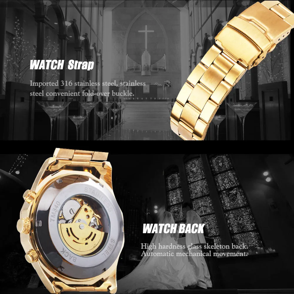 Cool Men's Skeleton Automatic Mechanical Watch