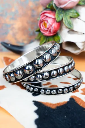 Cora Silvertone Studded Bangle Set