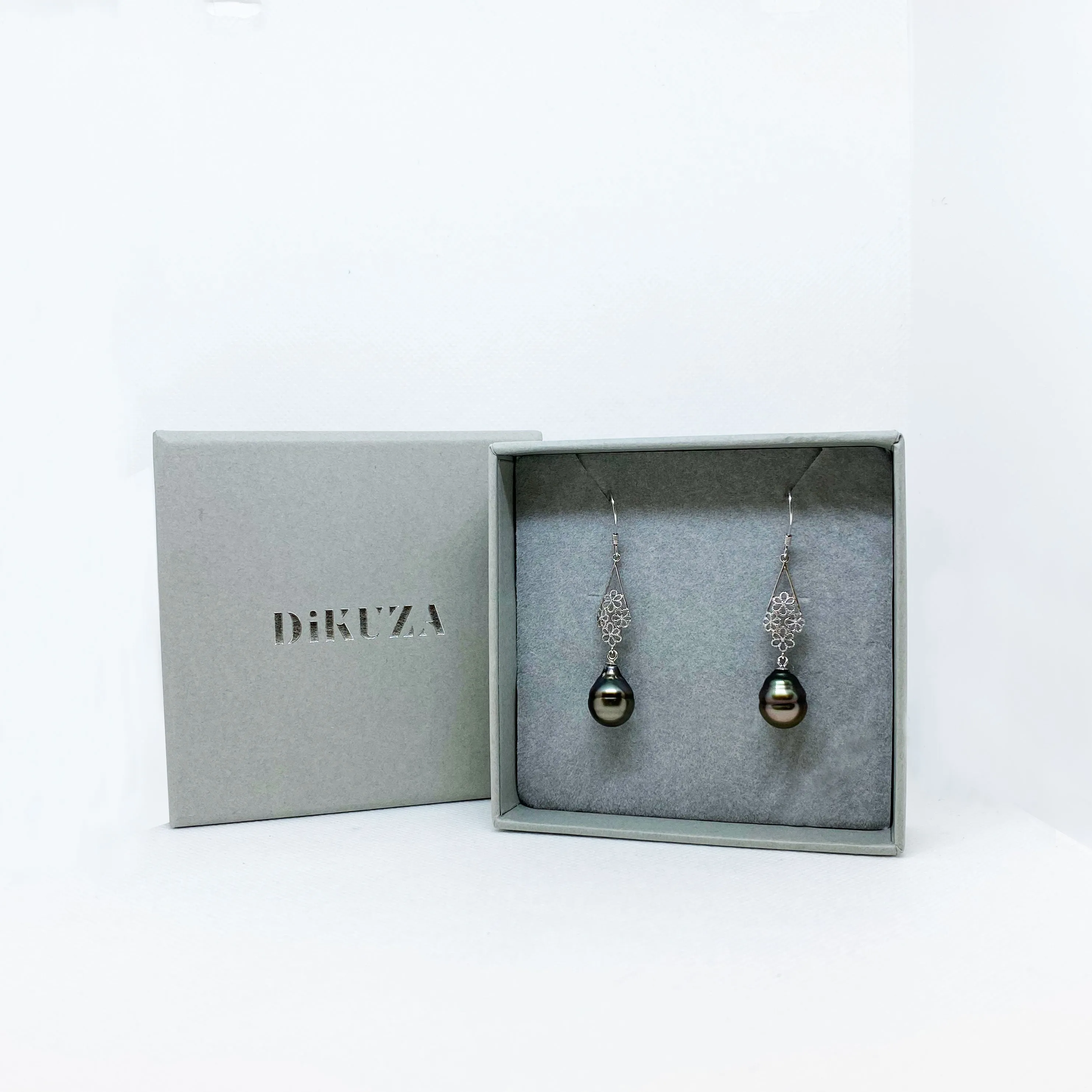 Corinne Tahitian Pearl Drop Flower Earrings