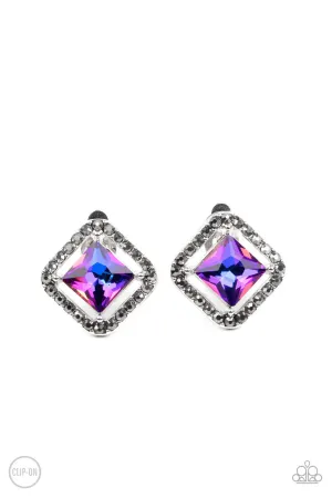 Cosmic Catwalk - Purple - UV Iridescent Gem Paparazzi Clip-On Earrings