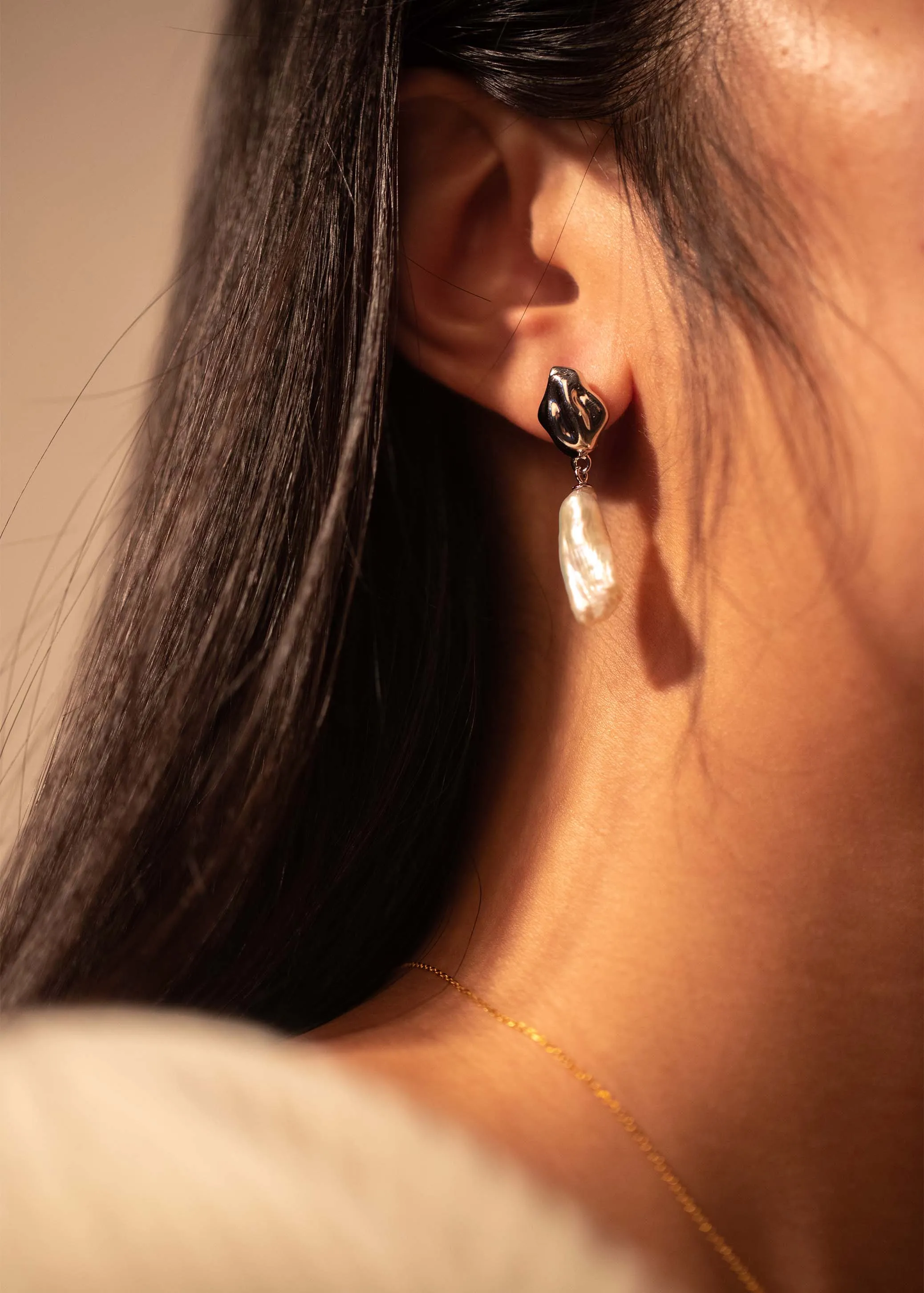 Cosmic Pearl Artifacts Dangle Earrings
