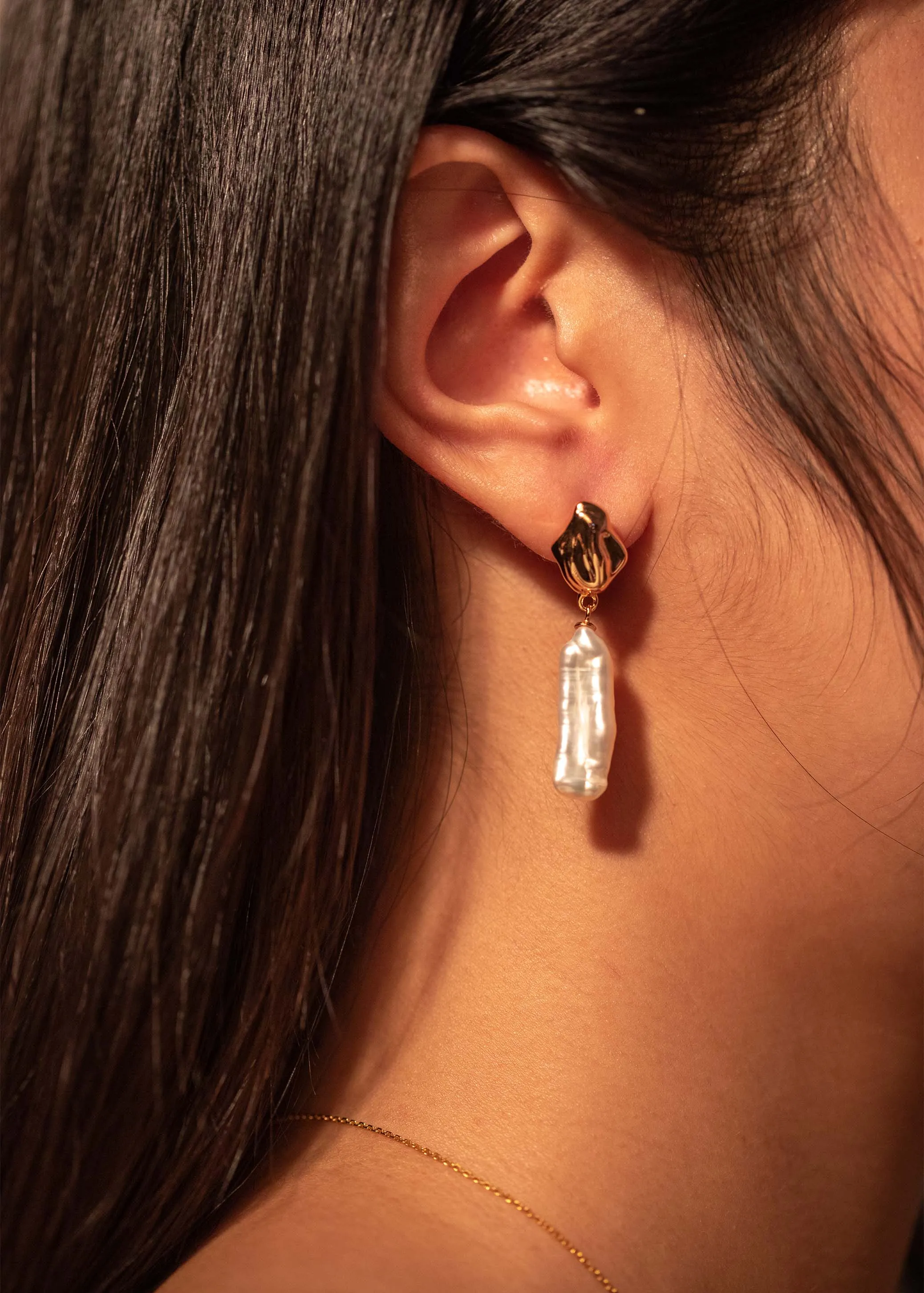 Cosmic Pearl Artifacts Dangle Earrings