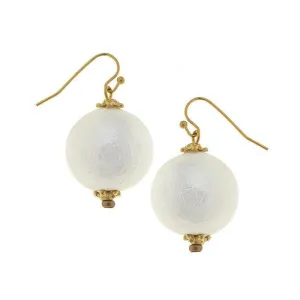 Cotton Pearl Dangle Earrings