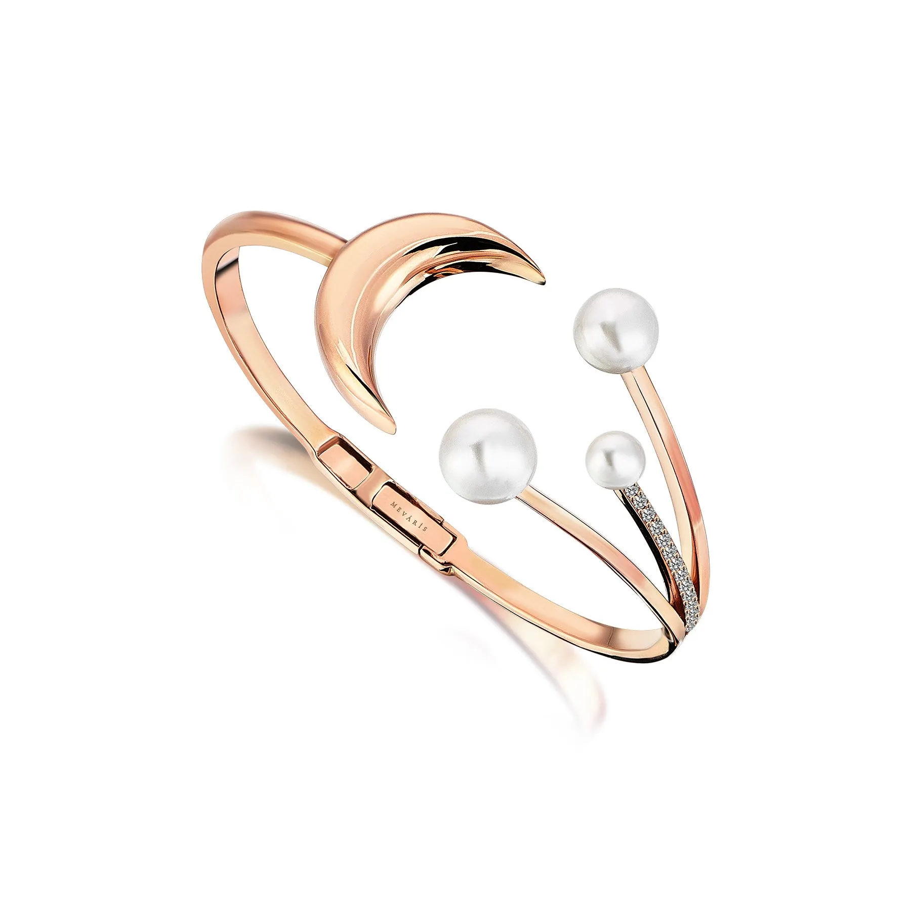 CRESCENT THREE PEARL STUDDED BANGLE
