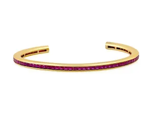 Crislu Princess Cut Ruby Color Cuff Bracelet