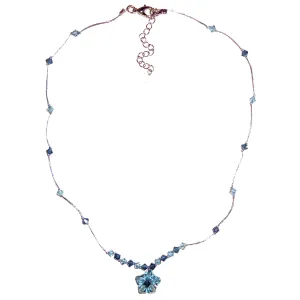 Crystal Flower Necklace - Denim