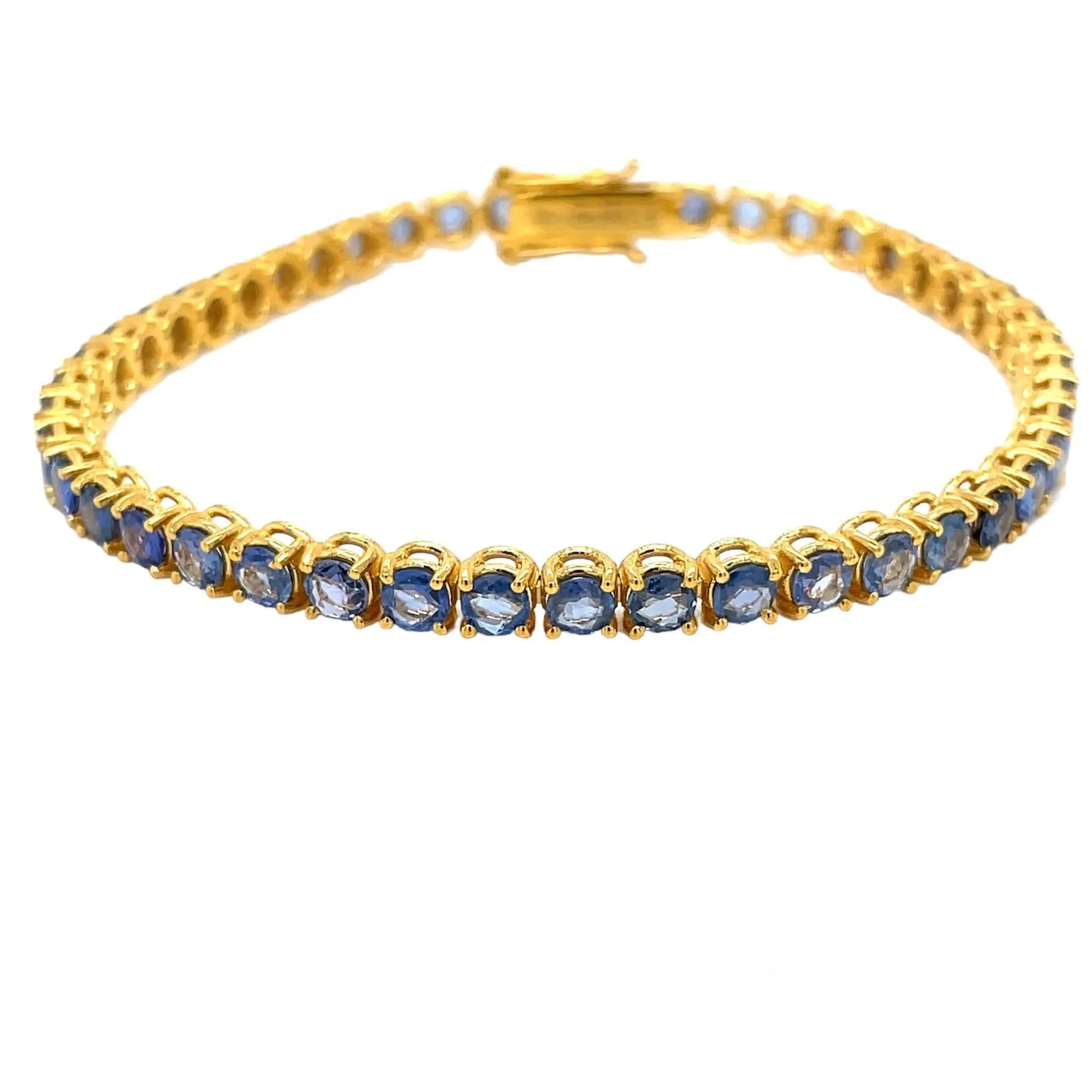CTW 8 Natural Blu Sapphire Gold Tennis Bracelet