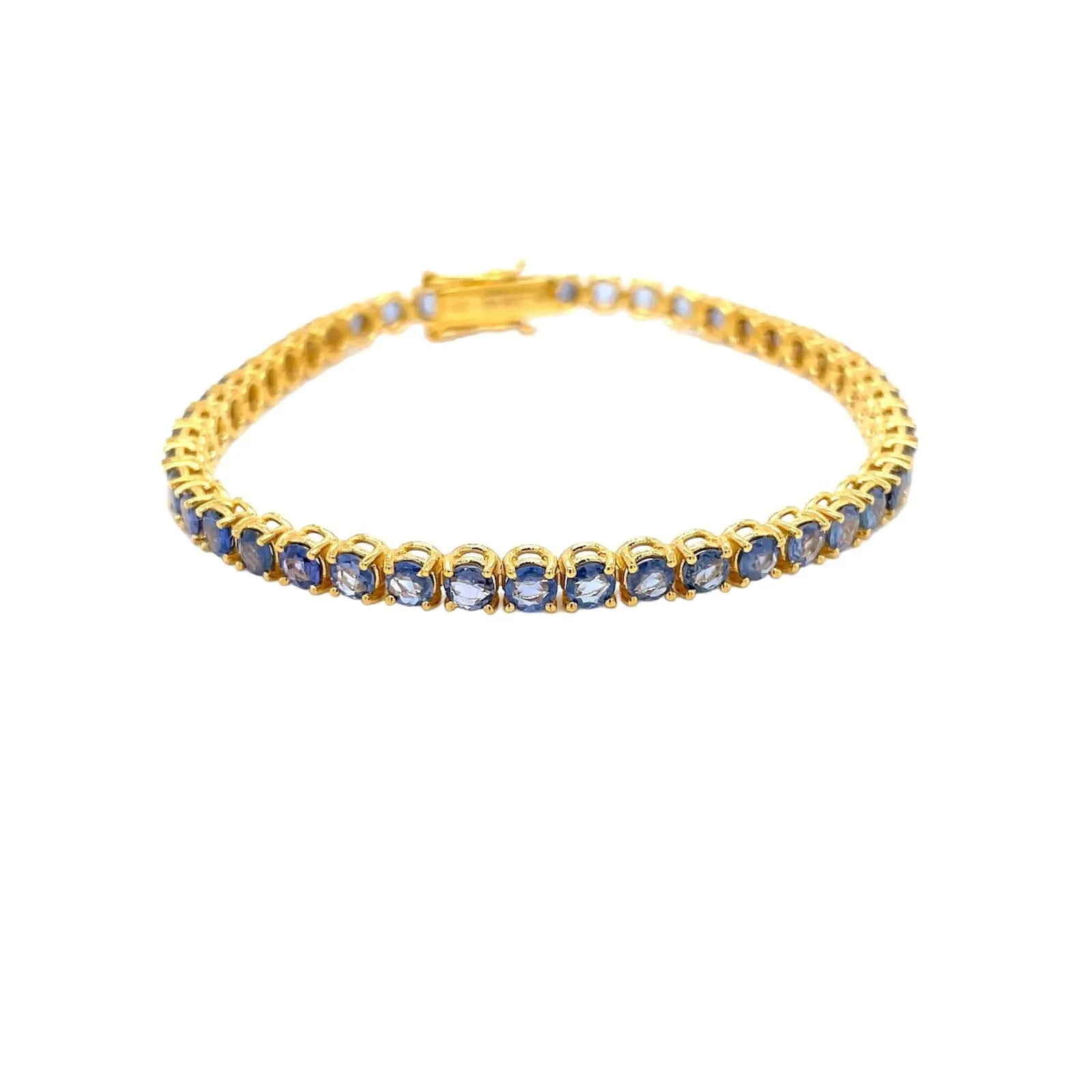 CTW 8 Natural Blu Sapphire Gold Tennis Bracelet