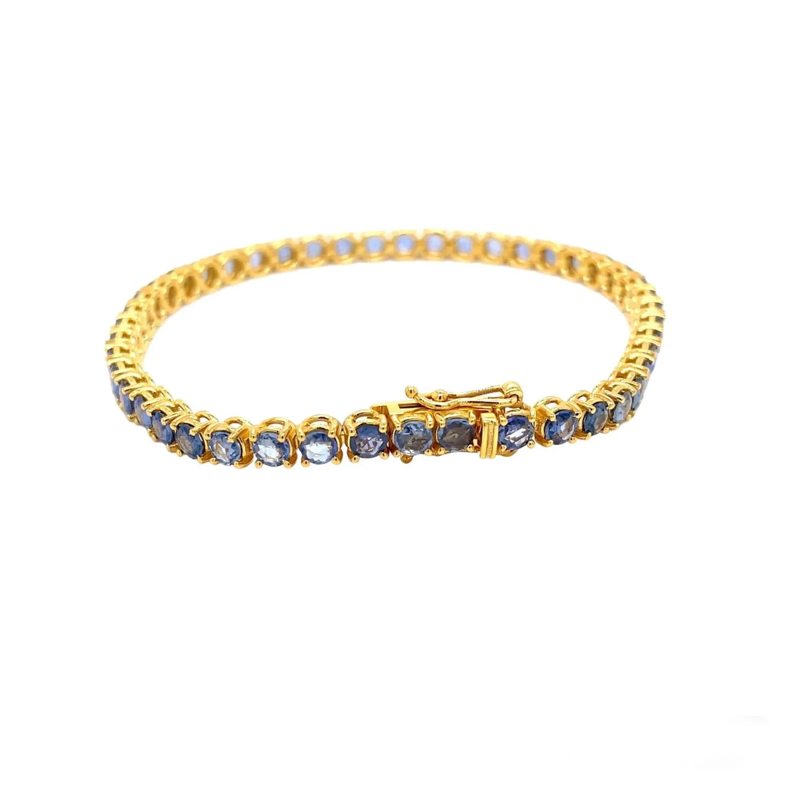 CTW 8 Natural Blu Sapphire Gold Tennis Bracelet