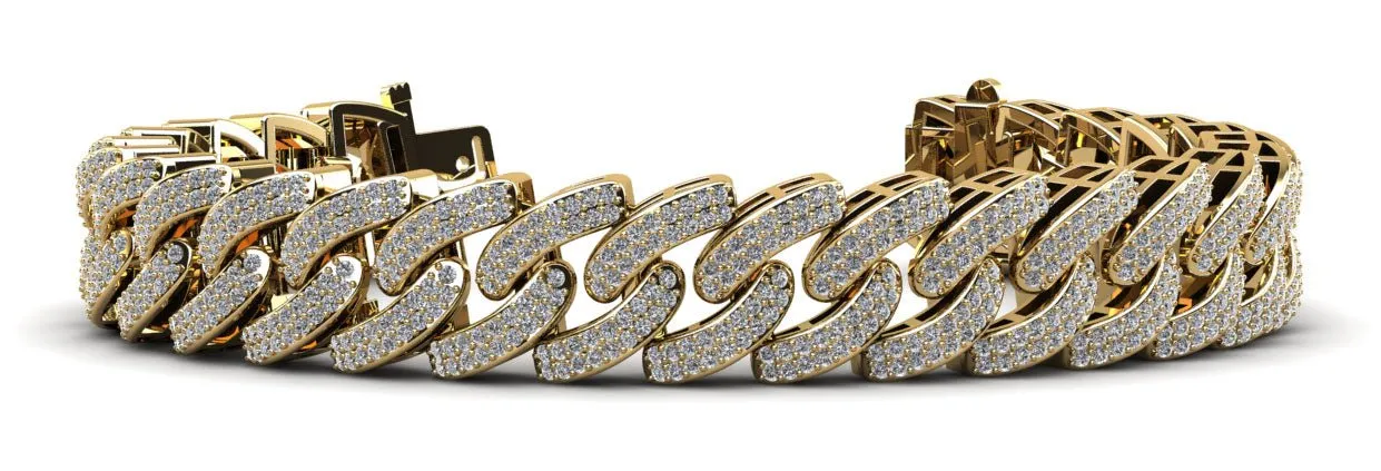 Cuban Link Two Rows Women Diamond Bracelet with 4.66 ct.(finished) 1mm