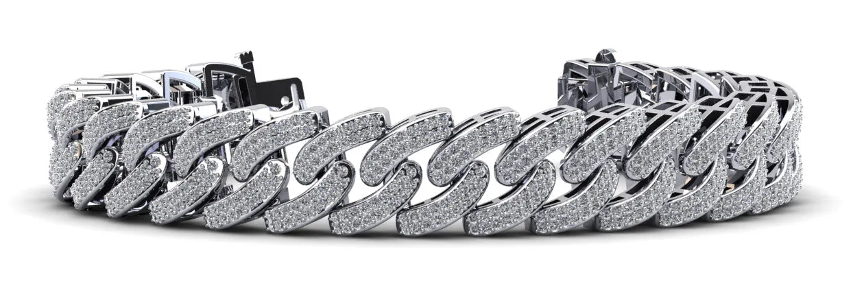 Cuban Link Two Rows Women Diamond Bracelet with 4.66 ct.(finished) 1mm