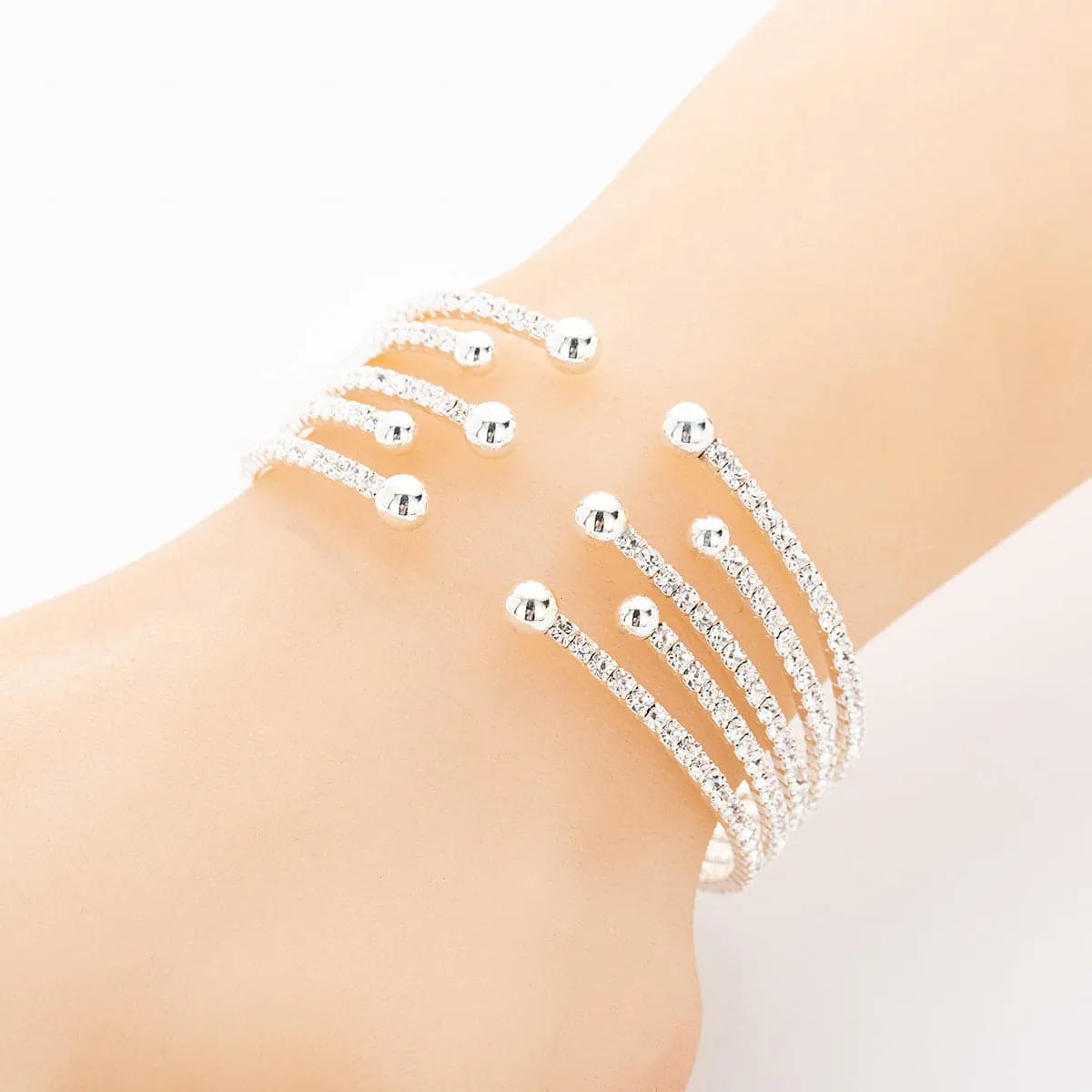 Cubic Zirconia & 18K Gold-Plated Bead End Cuff