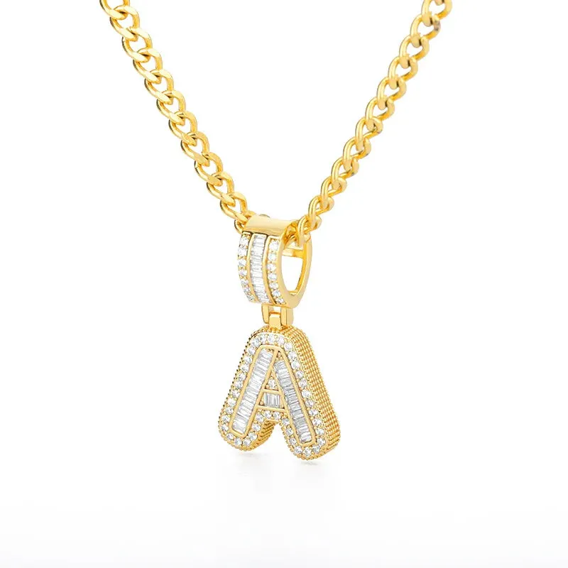 Cubic Zirconia Letters A-Z Pendant Necklaces Iced Out Rock Candy Style Initial Charms Necklace Fantastic Jewelry Gift