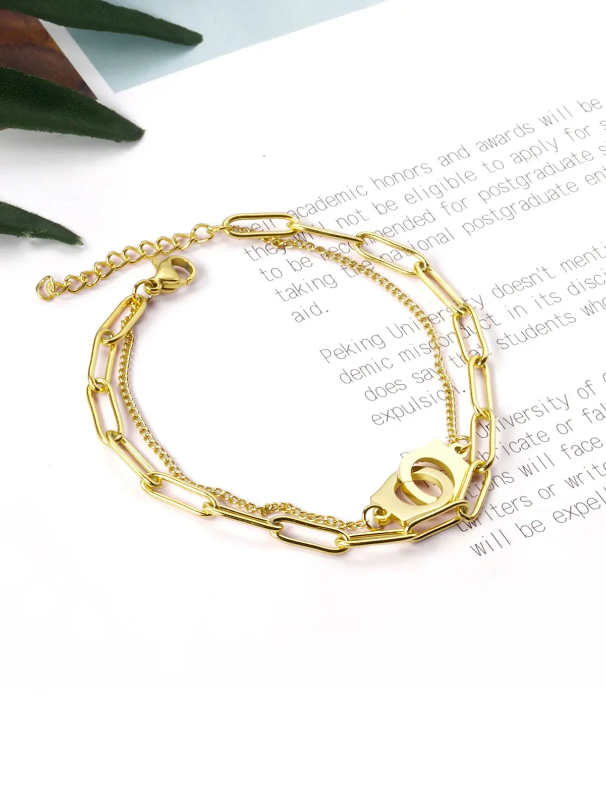 Cuff Charm Clip Chain Bracelet - Gold -  FD ⚡