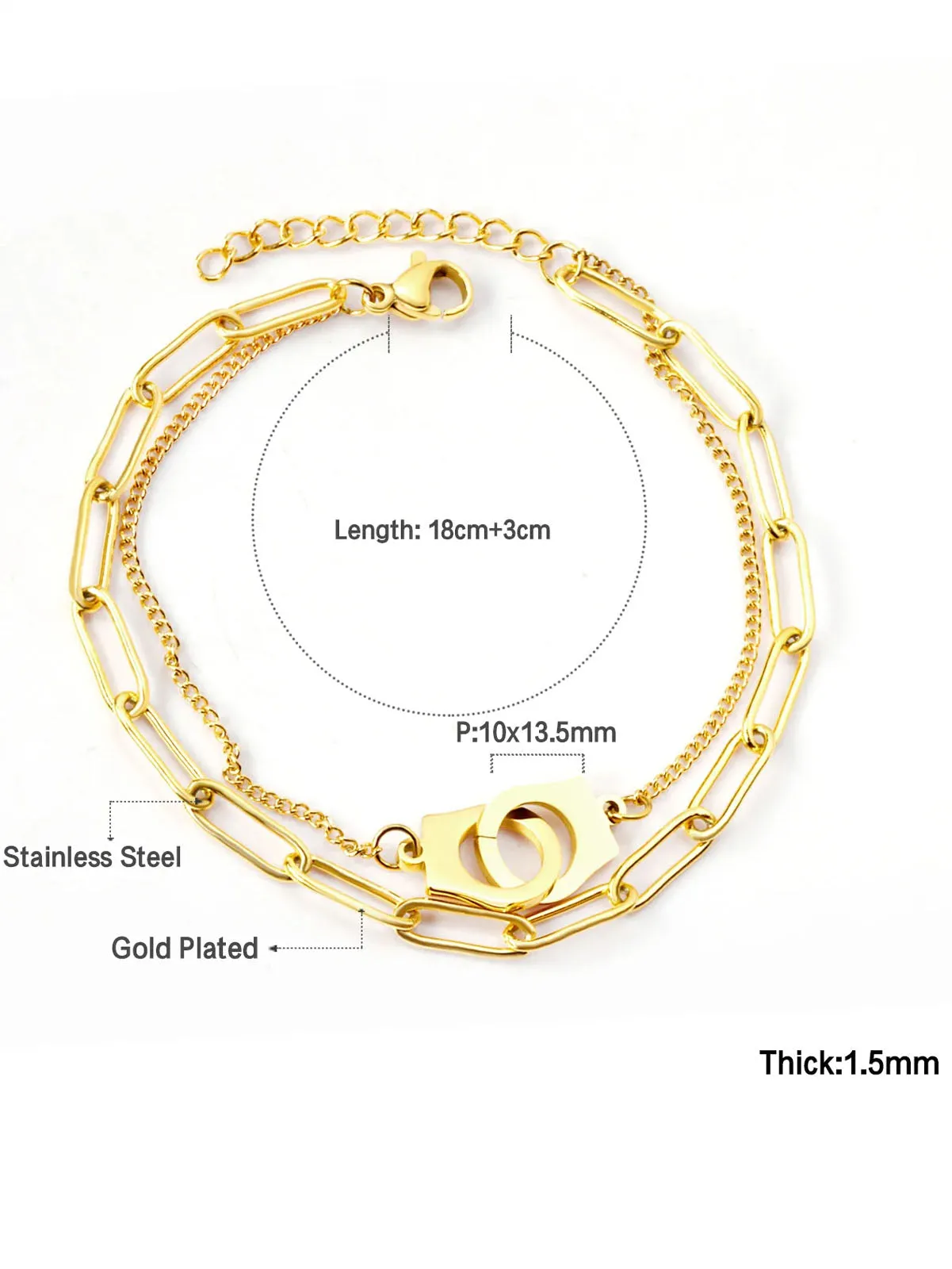 Cuff Charm Clip Chain Bracelet - Gold -  FD ⚡