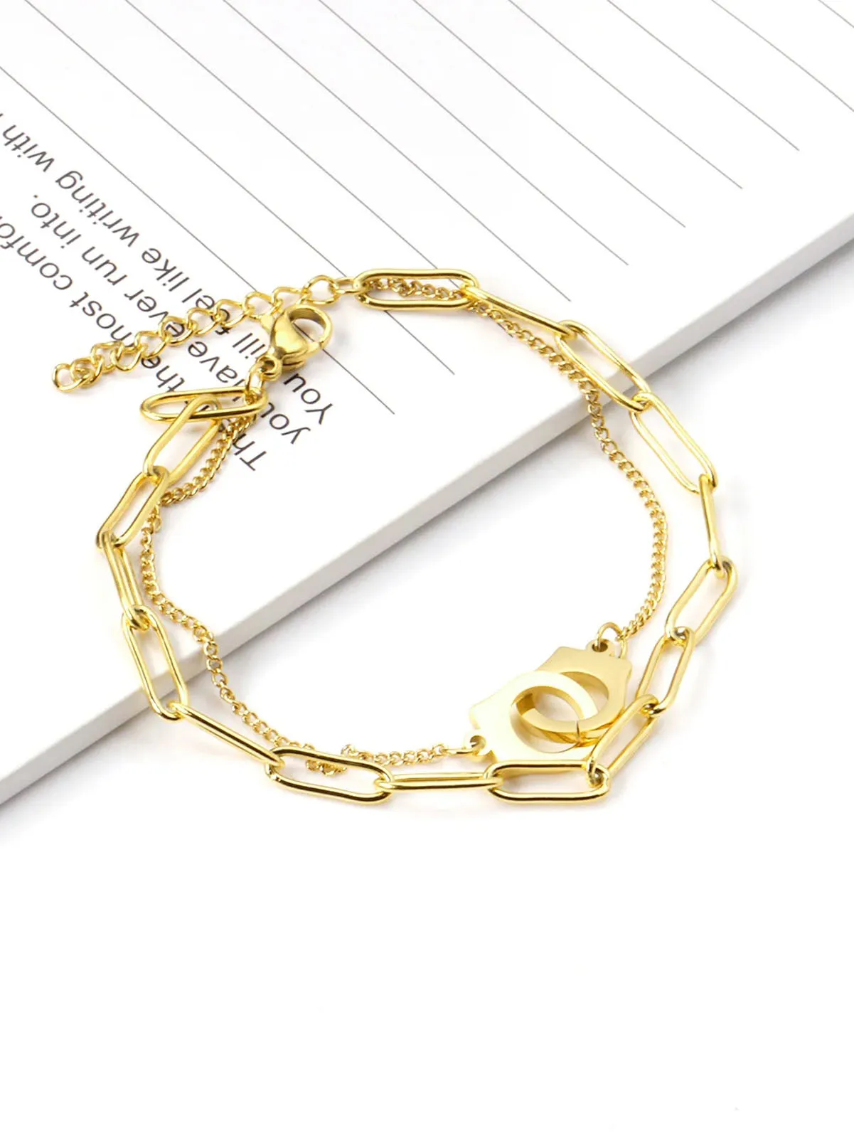Cuff Charm Clip Chain Bracelet - Gold -  FD ⚡