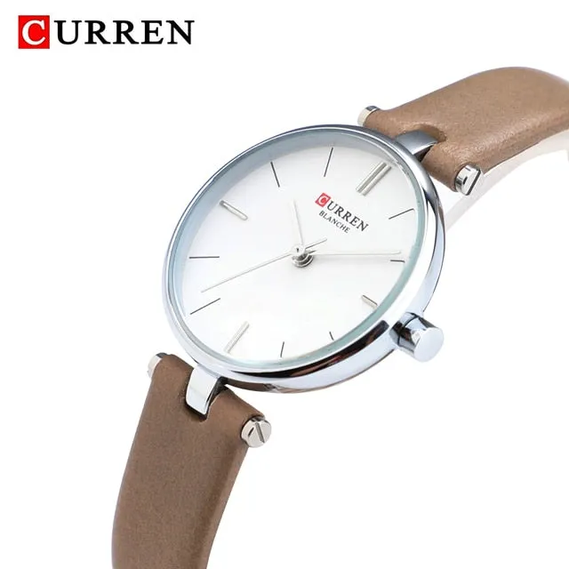 CURREN Top Brand Fashion Ladies Watches Leather Quartz Analog Watch Women Rose Gold Thin Casual Female Wristwatches Reloj Mujer