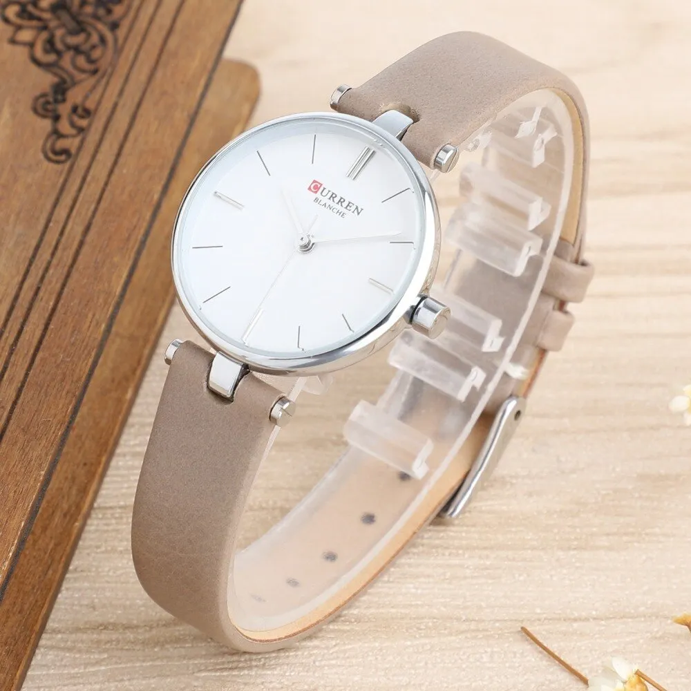 CURREN Top Brand Fashion Ladies Watches Leather Quartz Analog Watch Women Rose Gold Thin Casual Female Wristwatches Reloj Mujer