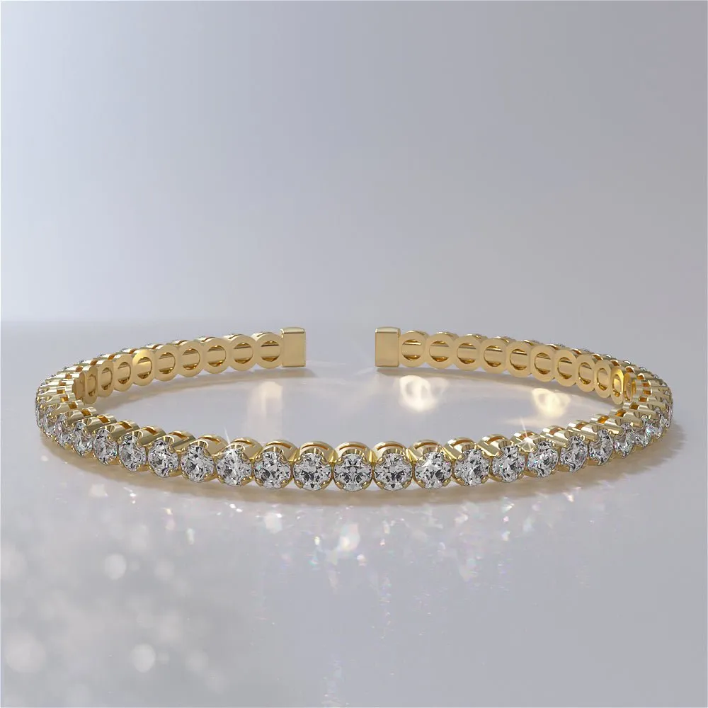 Curved Prong Flexible Diamond Bangle Bracelet with 2.48 ct.(finished) 2.5mm