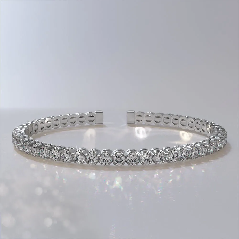 Curved Prong Flexible Diamond Bangle Bracelet with 2.48 ct.(finished) 2.5mm