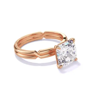 CUSHION CUT DIAMOND ENGAGEMENT RING WITH A CLASSIC 4 PRONG CHANCE SETTING IN 18K ROSE GOLD